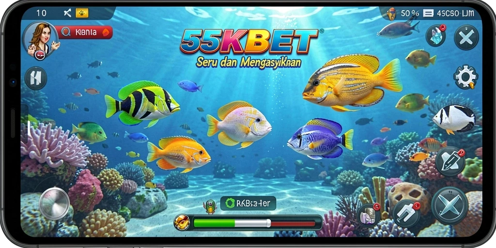Tampilan gameplay Tembak Ikan yang seru di 55KBET.