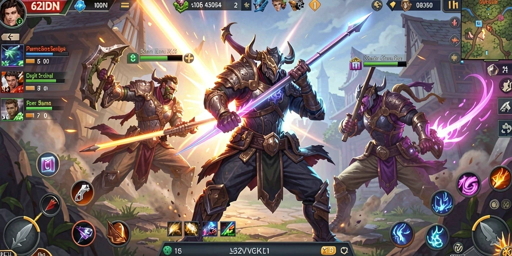 Gameplay seru di arena 62IDN dengan aksi hero yang menegangkan.