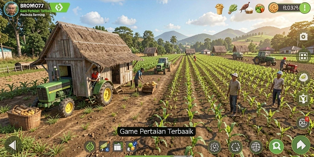 Tampilan gameplay BROMO77 yang seru dengan ladang yang luas.