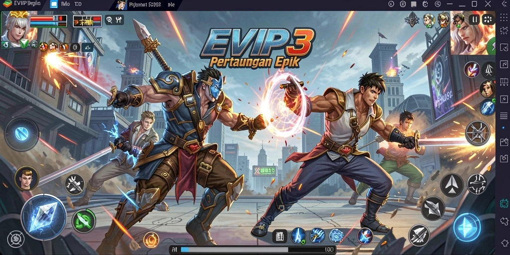 Tampilan gameplay EVIP3 yang intens dan penuh aksi.