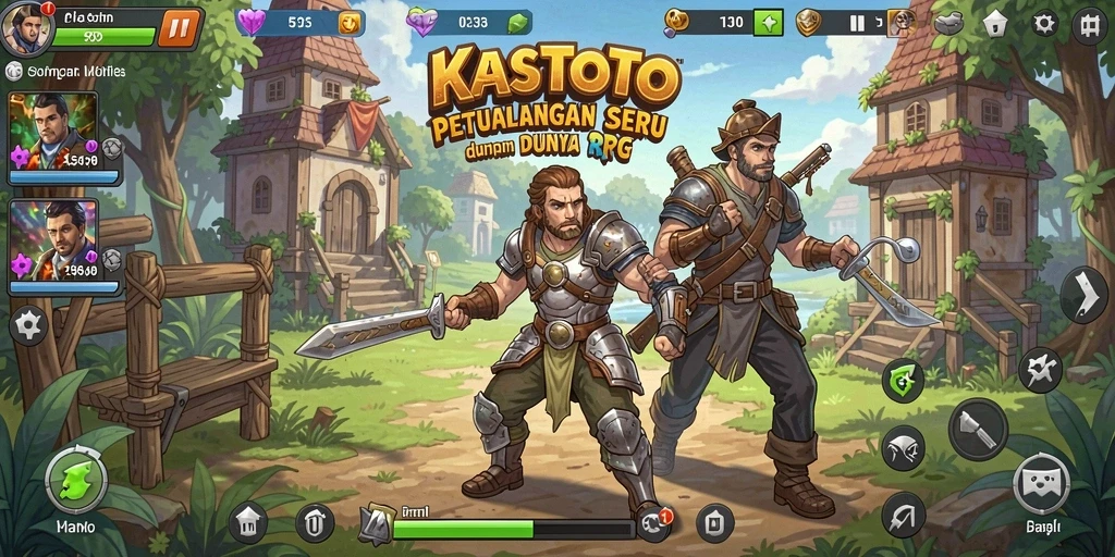 Tampilan gameplay KASTOTO yang penuh aksi dan strategi RPG.