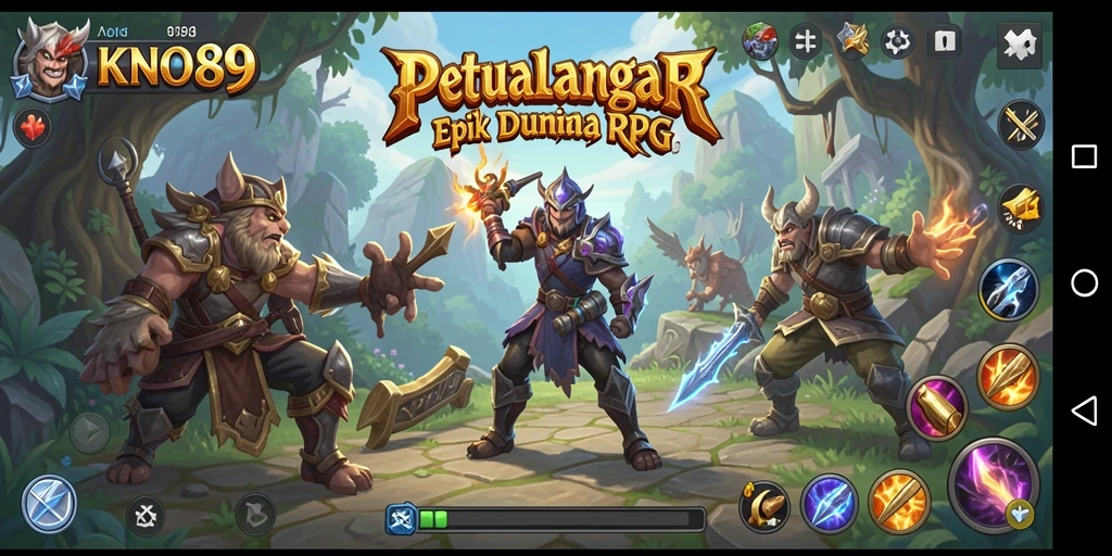 Tampilan gameplay KNO89 yang penuh aksi dalam dunia RPG.