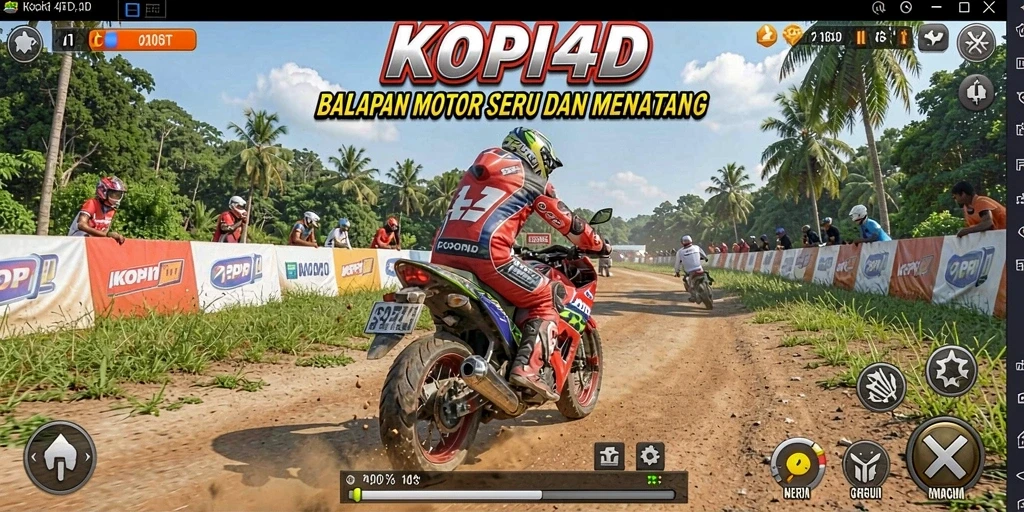 Tampilan gameplay KOPI4D yang menegangkan di lintasan balap.