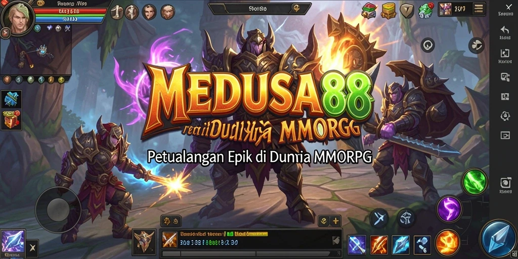 Screenshot utama MEDUSA88 menampilkan aksi seru dalam gameplay MMORPG.