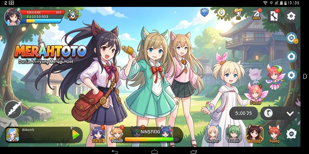 Tampilan gameplay seru dalam MERAHTOTO dengan karakter anime yang menawan.