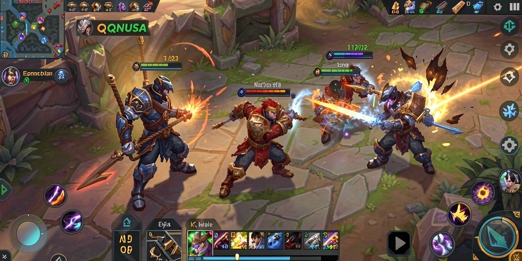 Tangkapan layar gameplay seru dari QQNUSA di arena MOBA.
