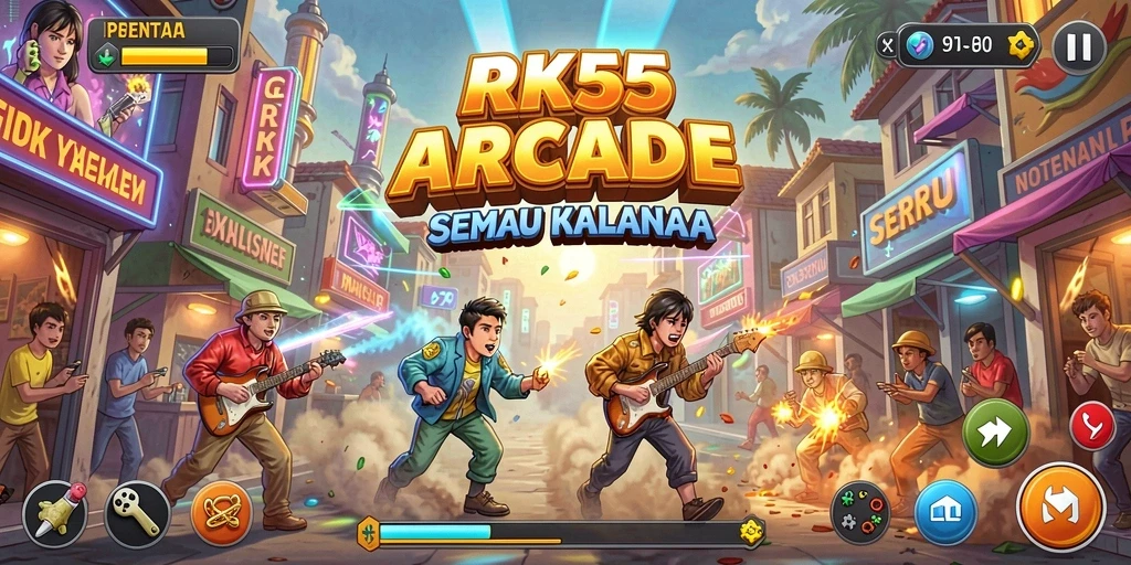 Tangkapan layar menampilkan gameplay Arcade yang penuh aksi.