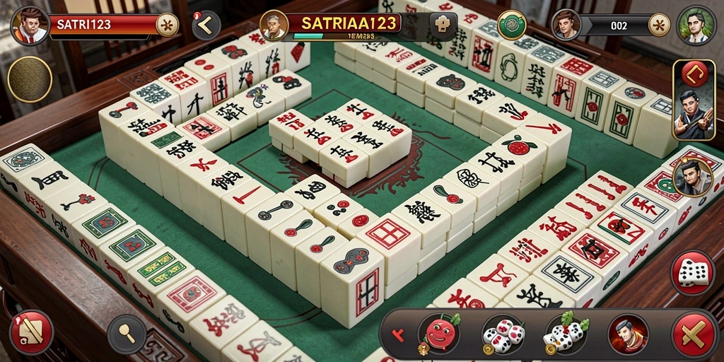 Tampilan menarik dari gameplay SATRIA123 yang menampilkan Mahjong.