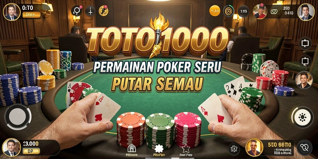 Screenshot gameplay TOTO1000 yang menunjukkan suasana poker yang seru.
