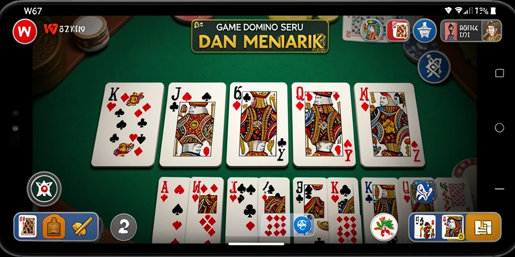 Gameplay seru W67 dengan tampilan menarik saat bermain Domino.