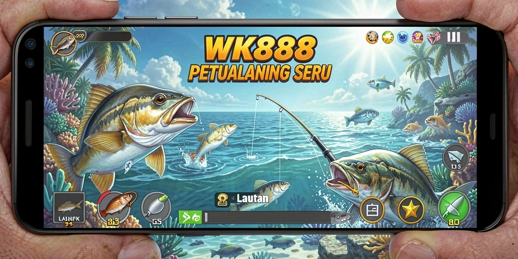 Screenshot gameplay WK888 menampilkan aksi memancing yang seru.